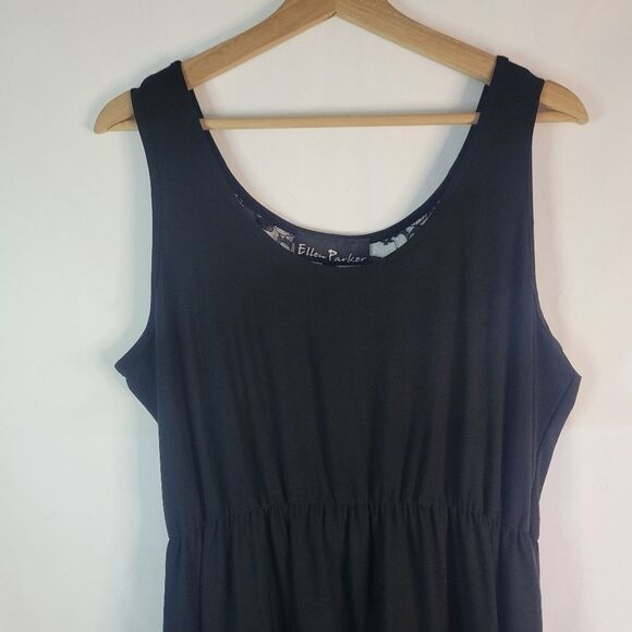Ellen Parker Black Lace Insert Sleeveless Dress - Picture 4 of 11